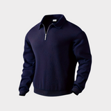 Men's Knit Pullover Sweater with Quarter Zip and Pointed Collar
