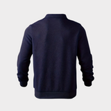 Men's Knit Pullover Sweater with Quarter Zip and Pointed Collar