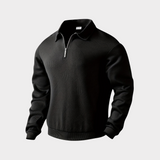 Men's Knit Pullover Sweater with Quarter Zip and Pointed Collar