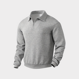 Men's Knit Pullover Sweater with Quarter Zip and Pointed Collar