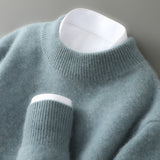 Men's Knit Sweater with Crew Neck and Ribbed Trim