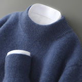 Men's Knit Sweater with Crew Neck and Ribbed Trim