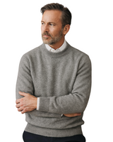 Men's Knit Sweater with Crew Neck and Ribbed Trim