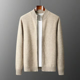 Men's Knit Sweater with Full Zip and Mock Neck