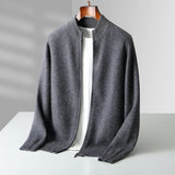 Men's Knit Sweater with Full Zip and Mock Neck