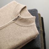 Men's Knit Sweater with Full Zip and Mock Neck