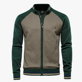 Men's Knit Sweater with Full-Zip Front and Stand Collar