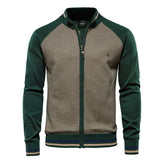 Men's Knit Sweater with Full-Zip Front and Stand Collar