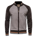 Men's Knit Sweater with Full-Zip Front and Stand Collar