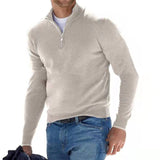 Men's Knit Sweater with Half Zip and Mock Neck