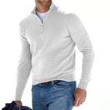 Men's Knit Sweater with Half Zip and Mock Neck