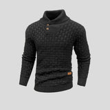 Men's Knit Sweater with Shawl Collar and Button Placket