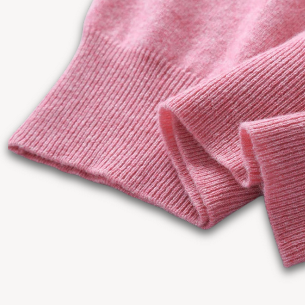 Men's Knit Sweater with V Neck and Rib Trim