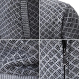 Men's Knit Zip-Up Sweater with Stand Collar and Pockets