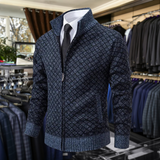 Men's Knit Zip-Up Sweater with Stand Collar and Pockets