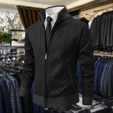 Men's Knit Zip-Up Sweater with Stand Collar and Pockets