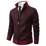 Men's Knit Zip-Up Sweater with Stand Collar and Pockets