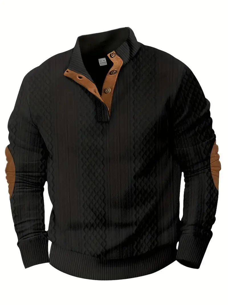 Men's Knitted Outdoor Sweater with Patches - Logan - 2