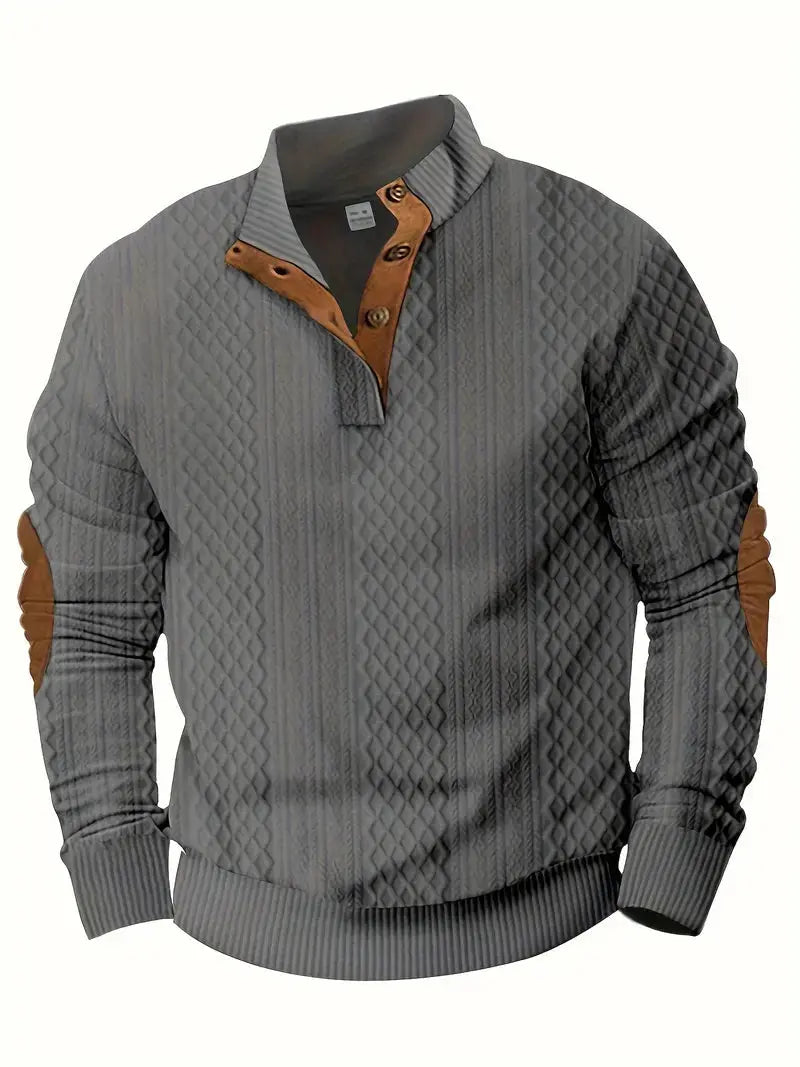 Men's Knitted Outdoor Sweater with Patches - Logan - 4
