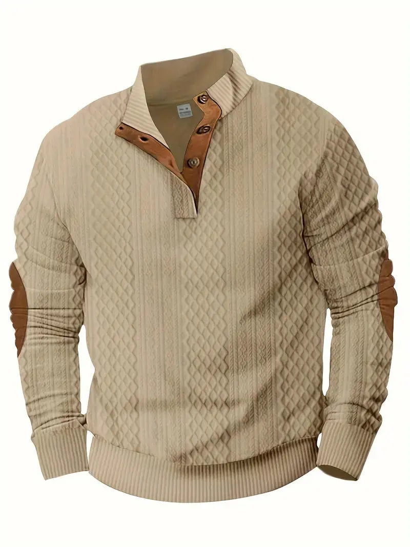 Men's Knitted Outdoor Sweater with Patches - Logan
