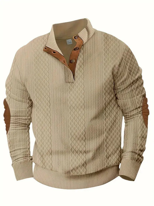 Men's Knitted Outdoor Sweater with Patches - Logan