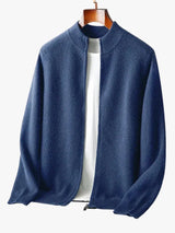 Men's Merino Cardigan with Full Zip and Mock Neck