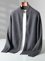 Men's Merino Cardigan with Full Zip and Mock Neck