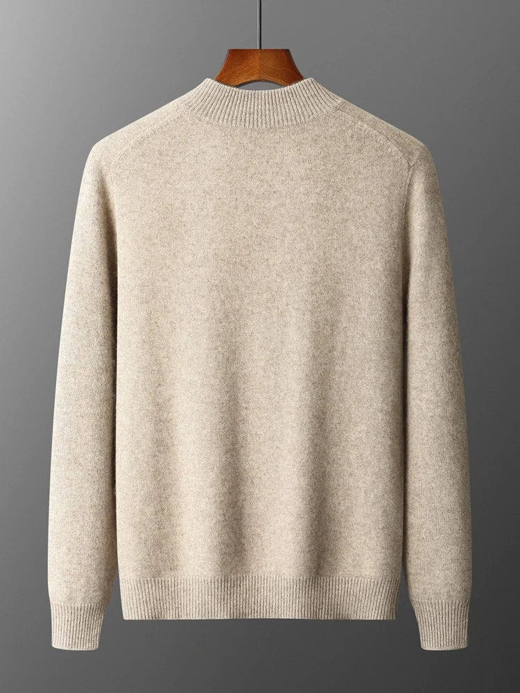 Men's Merino Cardigan with Full Zip and Mock Neck