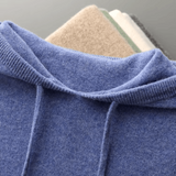 Men's Merino Knit Hoodie with Drawstrings and Ribbed Trim