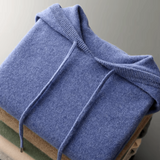 Men's Merino Knit Hoodie with Drawstrings and Ribbed Trim