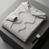 Men's Merino Knit Hoodie with Drawstrings and Ribbed Trim