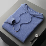 Men's Merino Knit Hoodie with Drawstrings and Ribbed Trim