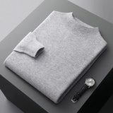 Men's Merino Sweater with Ribbed Mock Neck and Hem