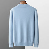 Men's Merino Sweater with Ribbed Mock Neck and Hem