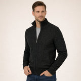 Caleb | Men's Merino Wool Full-Zip Mock Neck Sweater