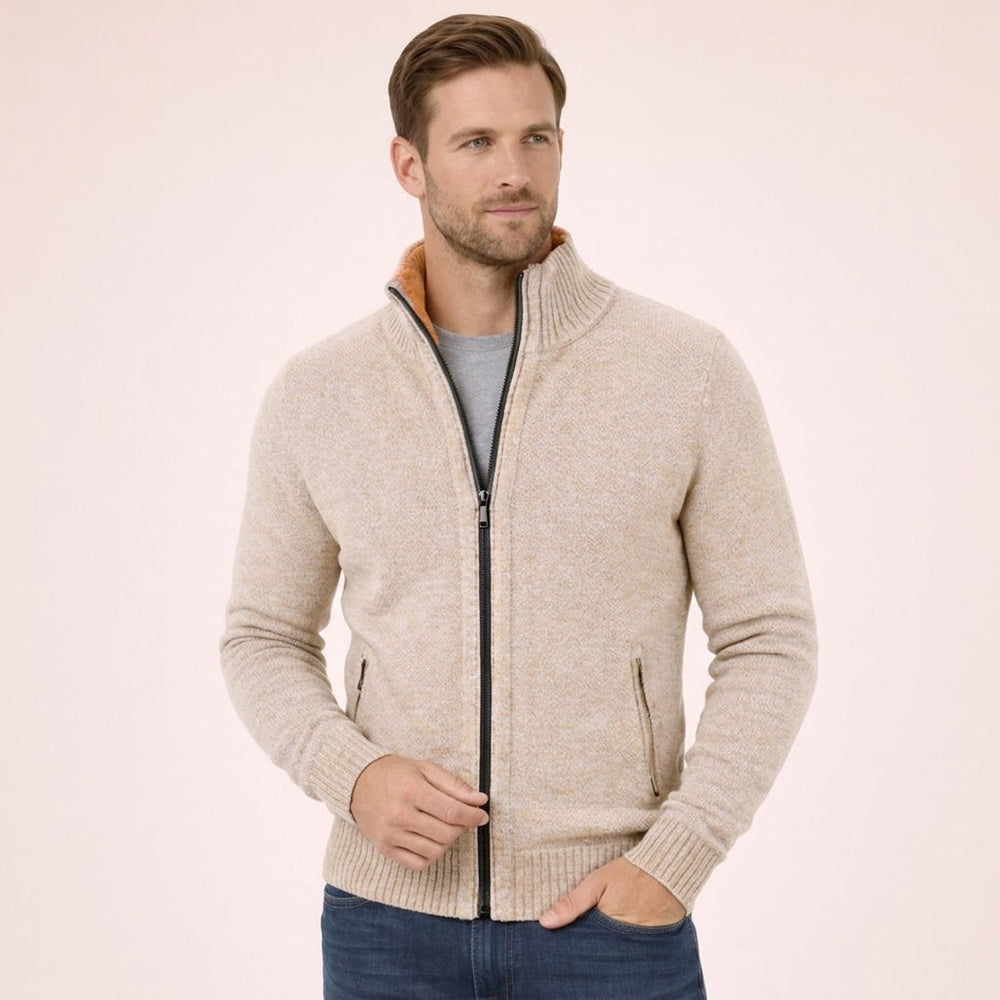 Caleb | Men's Merino Wool Full-Zip Mock Neck Sweater