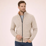 Caleb | Men's Merino Wool Full-Zip Mock Neck Sweater