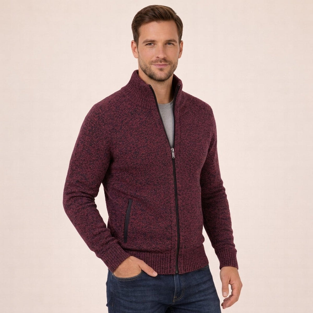 Caleb | Men's Merino Wool Full-Zip Mock Neck Sweater