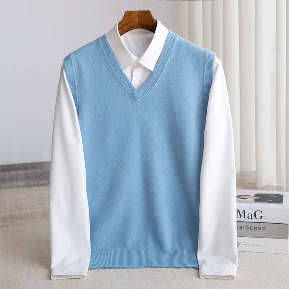 Aiden | Men's Merino Wool V-Neck Sweater Vest Layering Knit
