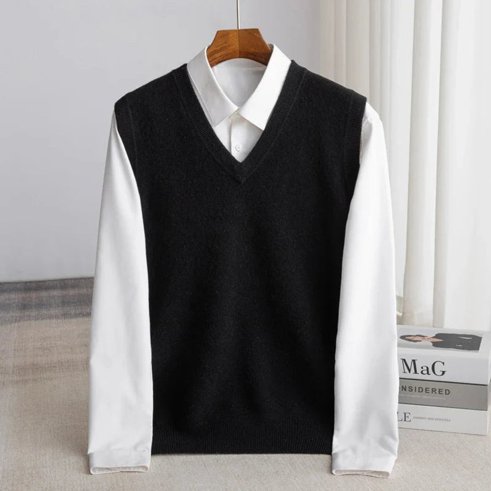 Aiden | Men's Merino Wool V-Neck Sweater Vest Layering Knit