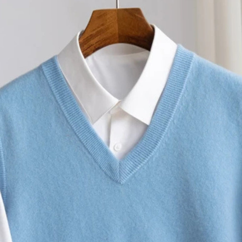 Aiden | Men's Merino Wool V-Neck Sweater Vest Layering Knit