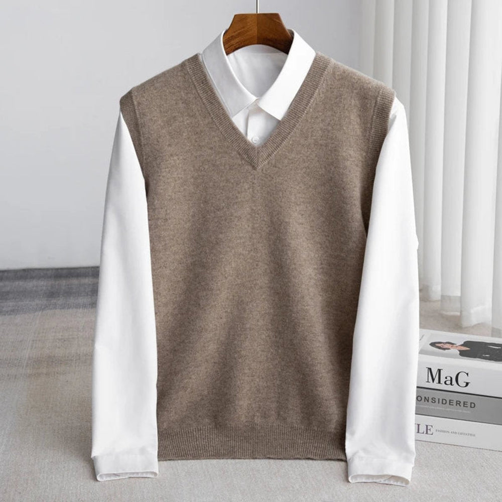 Aiden | Men's Merino Wool V-Neck Sweater Vest Layering Knit