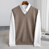 Aiden | Men's Merino Wool V-Neck Sweater Vest Layering Knit