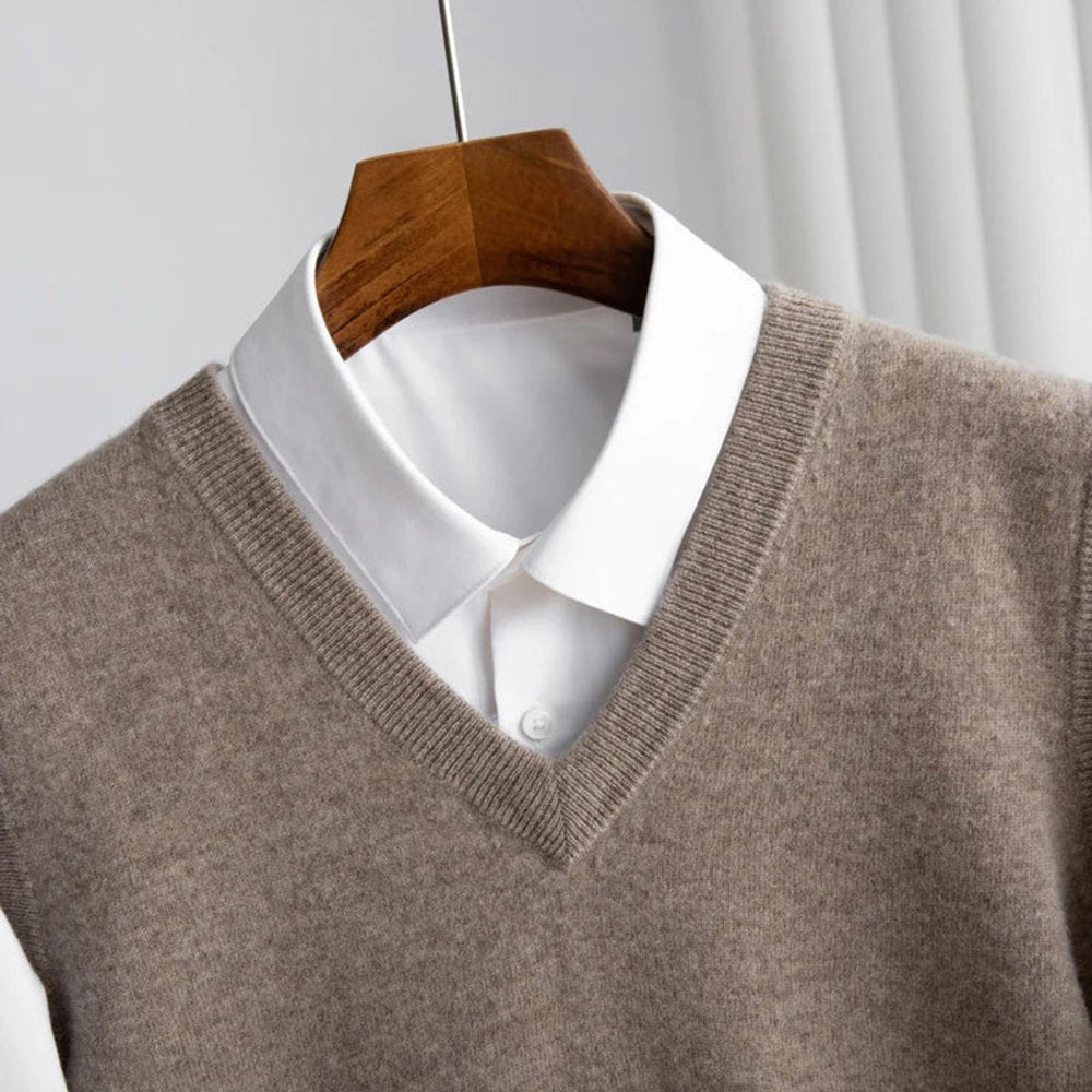Aiden | Men's Merino Wool V-Neck Sweater Vest Layering Knit