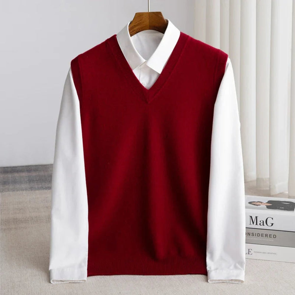Aiden | Men's Merino Wool V-Neck Sweater Vest Layering Knit