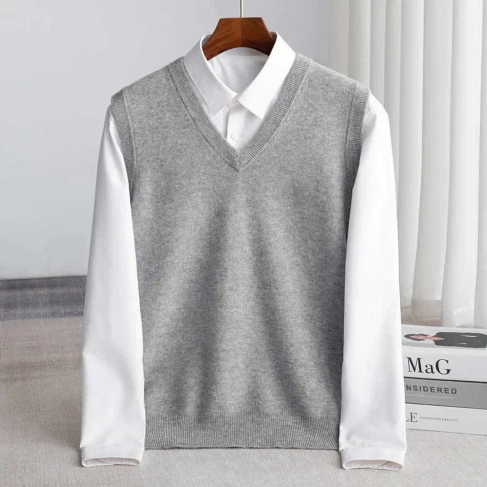 Aiden | Men's Merino Wool V-Neck Sweater Vest Layering Knit