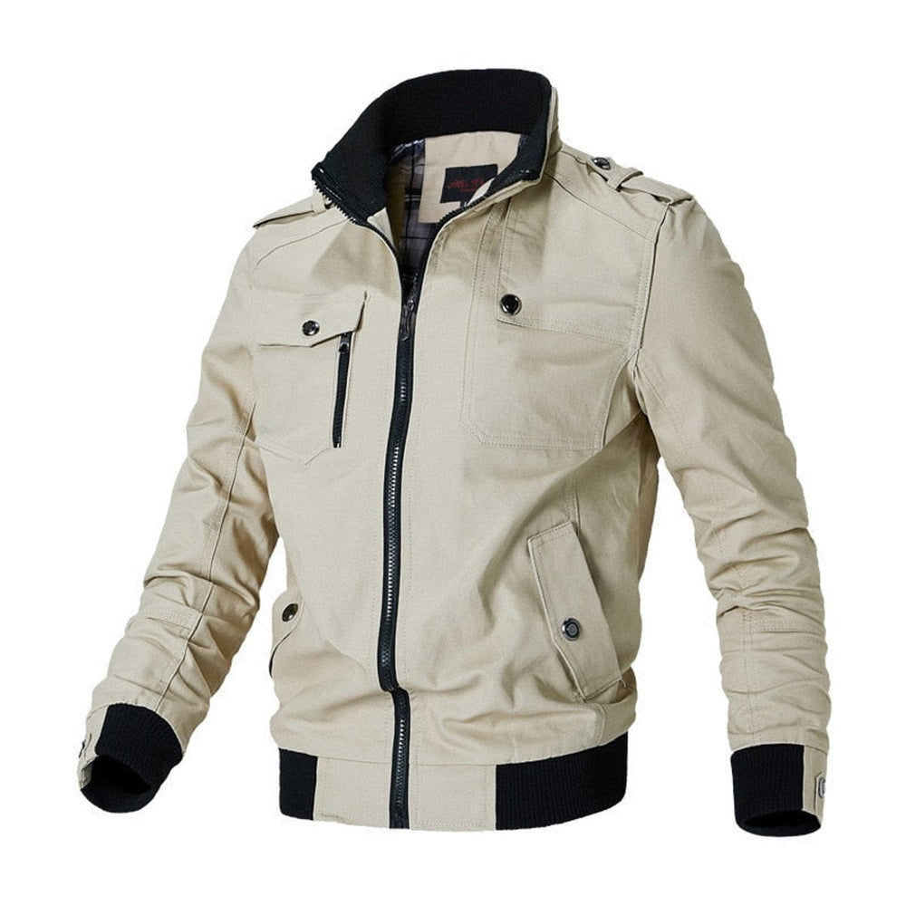 Elijah | Men's Military-Style Zip-Up Bomber Jacket Ribbed Cuff