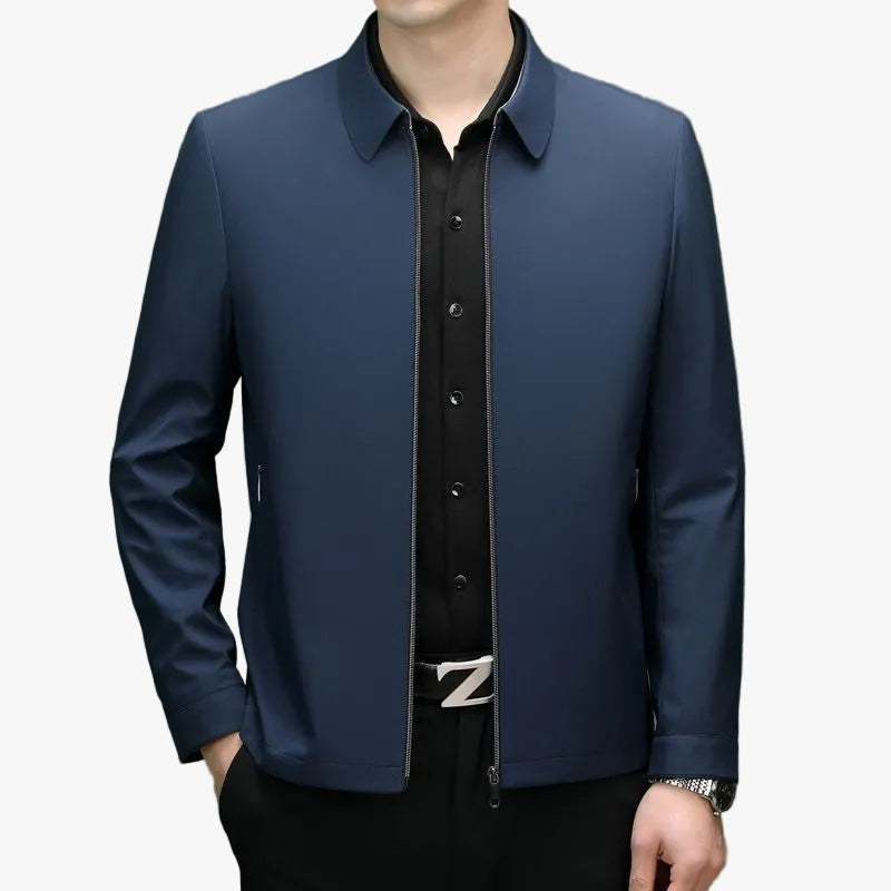 Men's Minimal Jacket with Point Collar and Full Zip