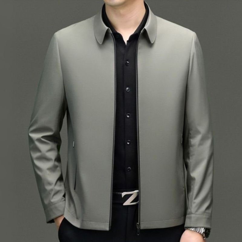 Men's Minimal Jacket with Point Collar and Full Zip