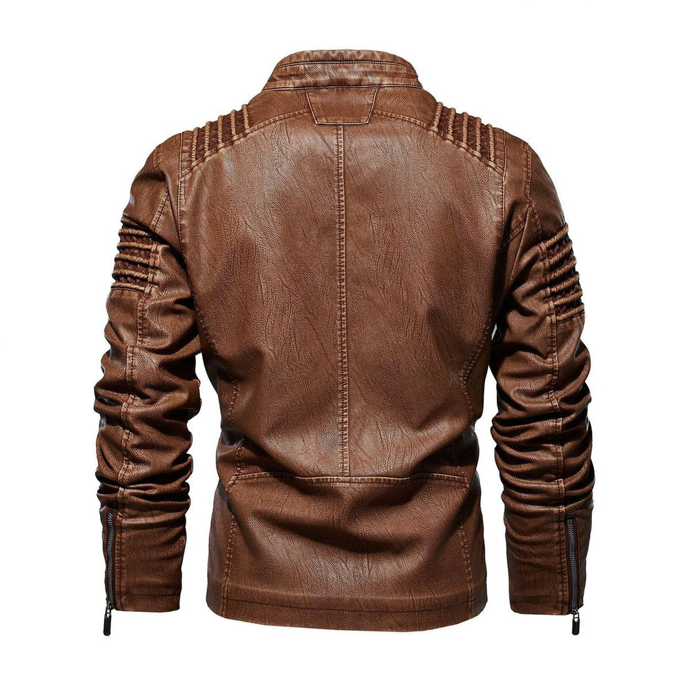 Alexander | Men's Moto-Style Faux Leather Jacket Ribbed Shoulder